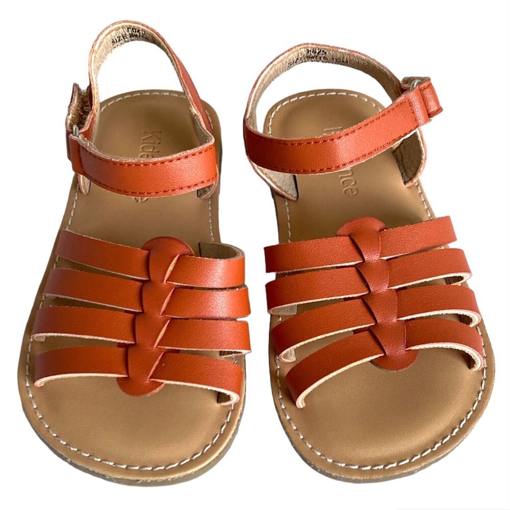 KIDERENCE Size 8 Toddler Girls Sandals Open Toe Shoes Straps Kids Brown
